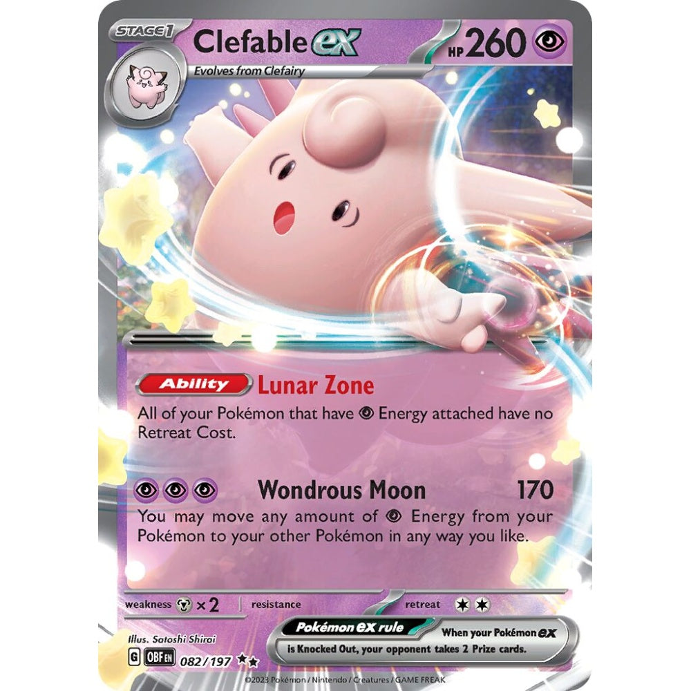 Clefable ex Double Rare 082/197 Pokemon Card Game Obsidian Flames