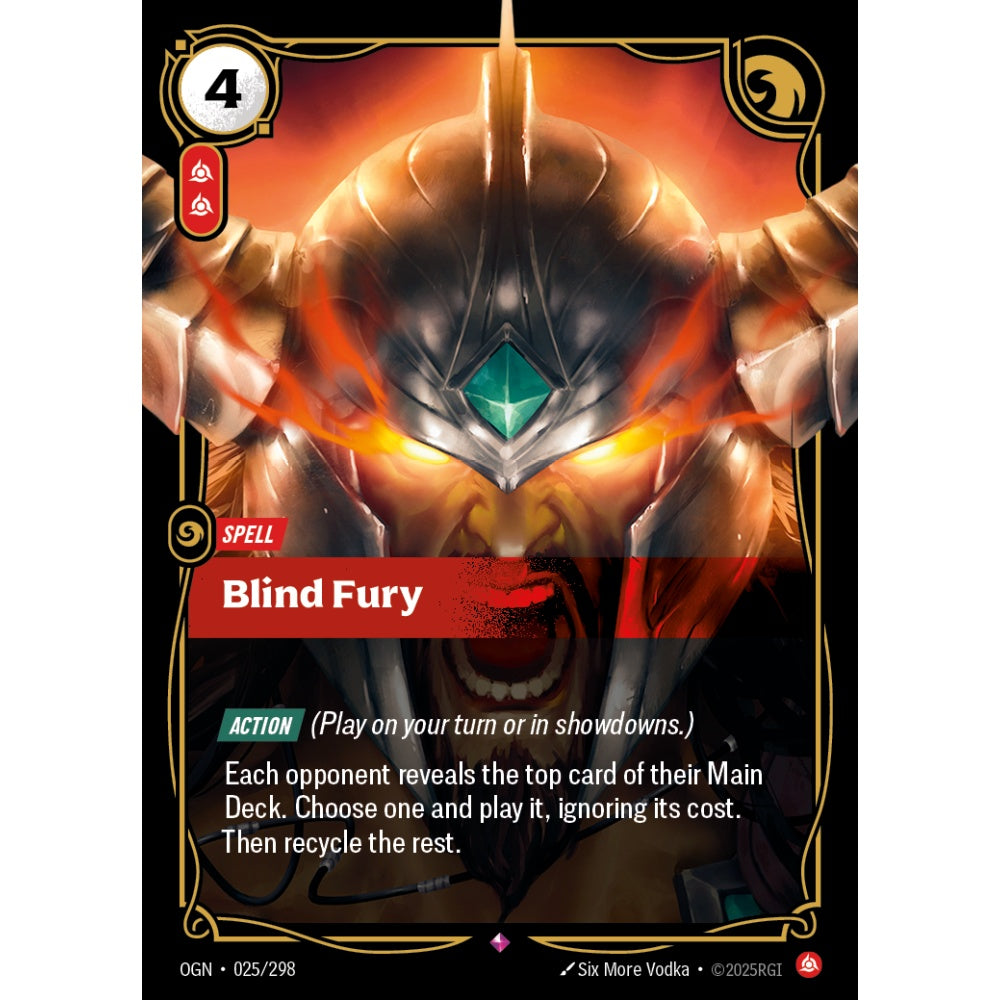 Blind Fury OGN-025/298 Riftbound Card Game Origins Rare