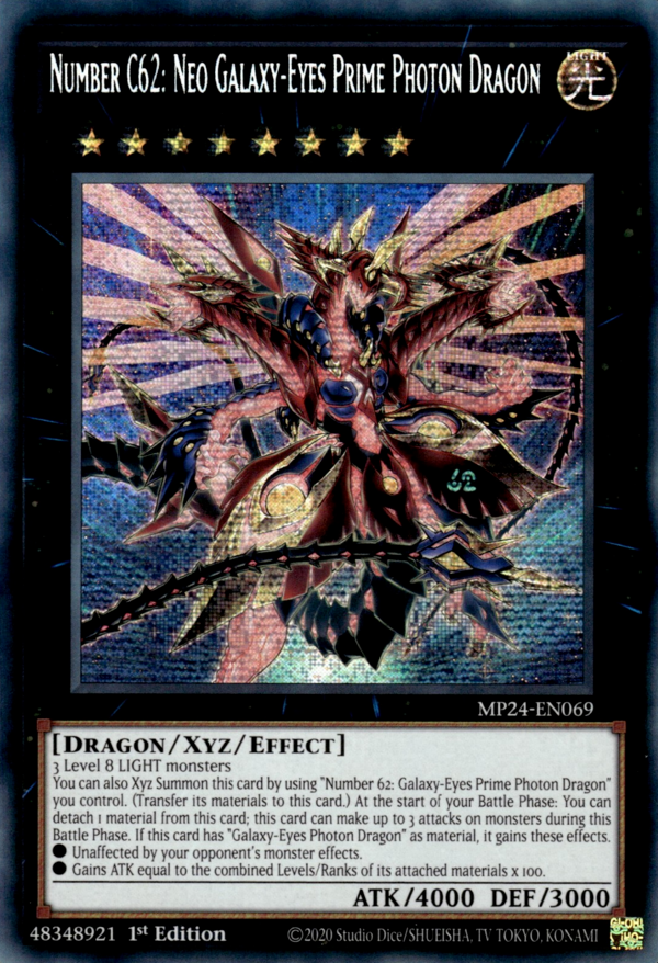 Number C62: Neo Galaxy-Eyes Prime Photon Dragon PHHY-EN043 Ultra Ultra Rare Yu-Gi-Oh Photon Hypernova in Art