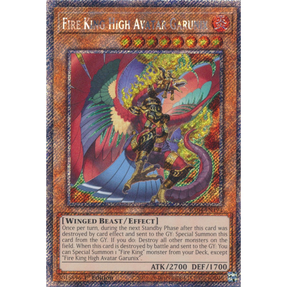 Fire King High Avatar Garunix RA04-EN194 QCR Quarter Century Secret Rare Yu-Gi-Oh Quarter Century Stampede in Art