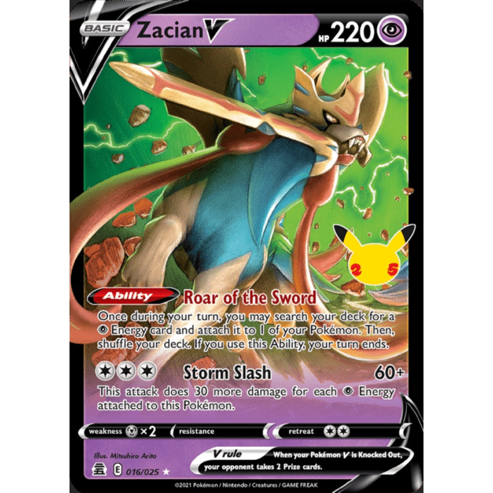 Zacian V Double Rare 016/025 Pokemon Card Game Celebrations