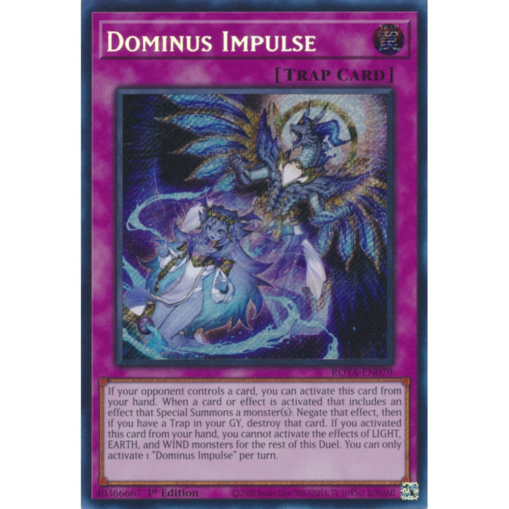 Dominus Impulse ROTA-EN079 Secret Secret Rare Yu-Gi-Oh Rage of the Abyss in Art