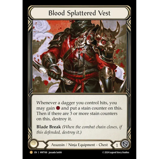 Blood Splattered Vest HNT168-RF Legendary Flesh & Blood Trading Card Game The Hunted in Rainbow Foil Art