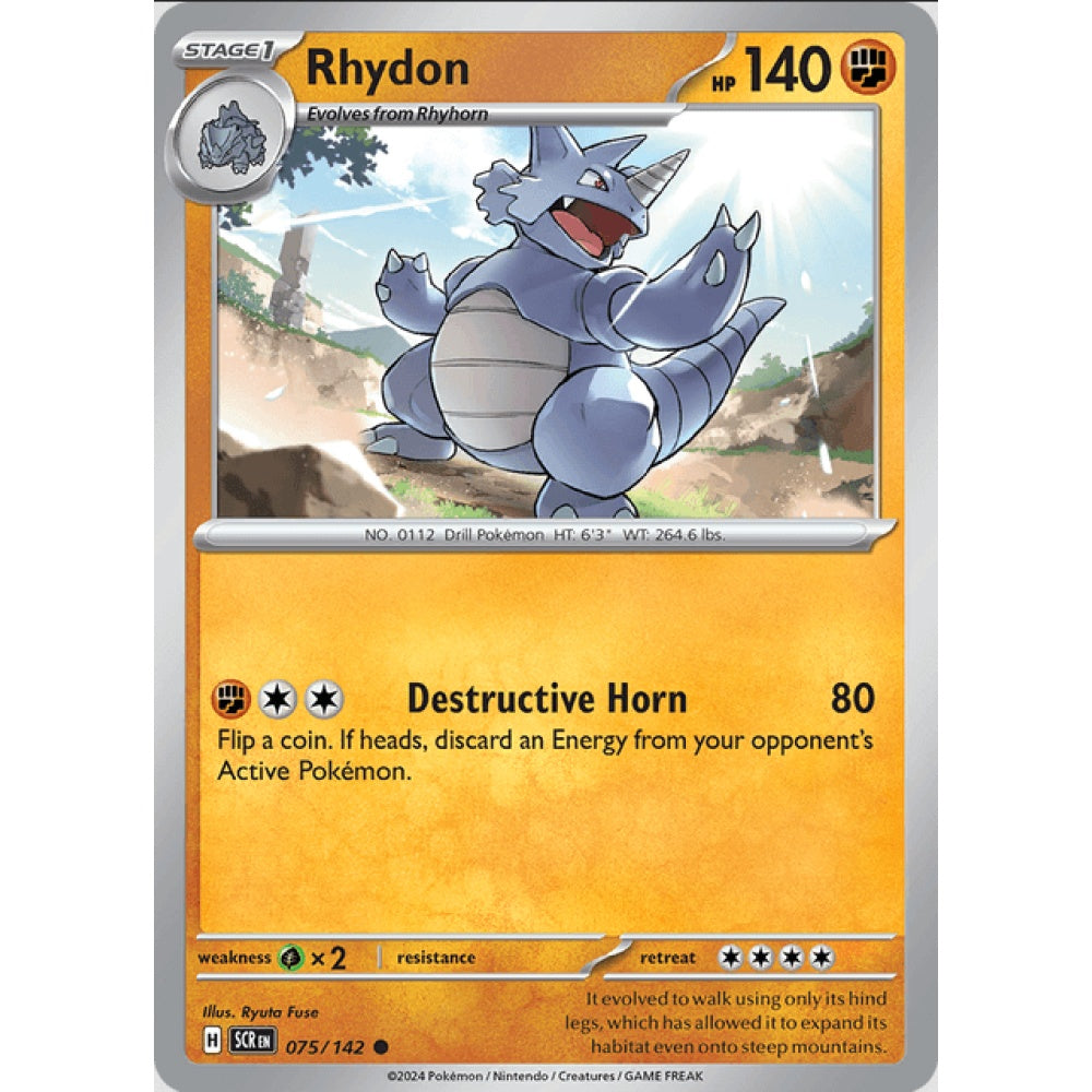 Rhydon, 075/142, Common, Pokemon, Stellar Crown