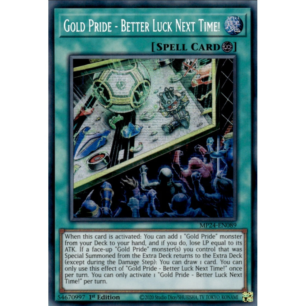Gold Pride - Better Luck Next Time!, MP24-EN089, Prismatic Secret Rare, Yu-Gi-Oh!, 25th Anniversary Tin: Dueling Mirrors