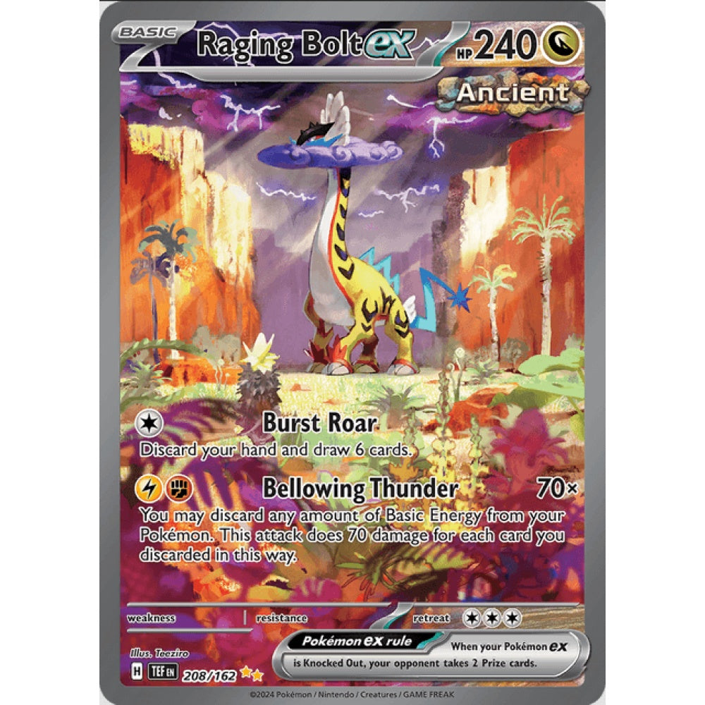 Raging Bolt ex, Special Art Rare, 208/162, Pokemon Card Game, Temporal Forces