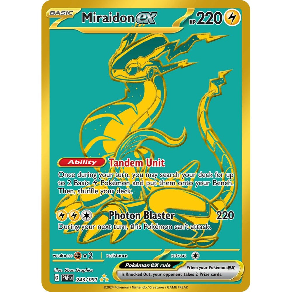 Miraidon ex Hyper Rare 243/091 Pokemon Card Game Paldean Fates