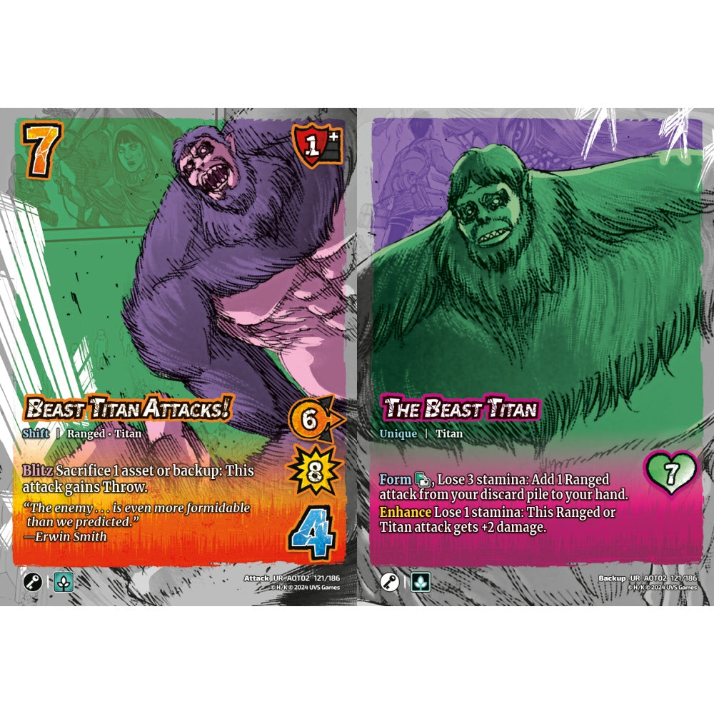 Beast Titan Attacks!, 121/186, AOT02, Universus, Attack on Titan: Origins of Power, Attack, UR
