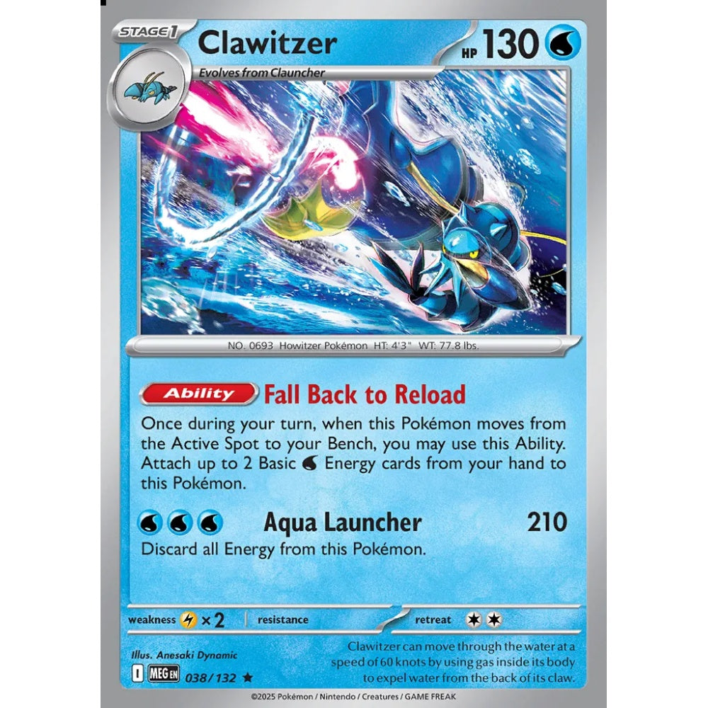 Clawitzer Rare 038/132 Pokemon Card Game Mega Evolution