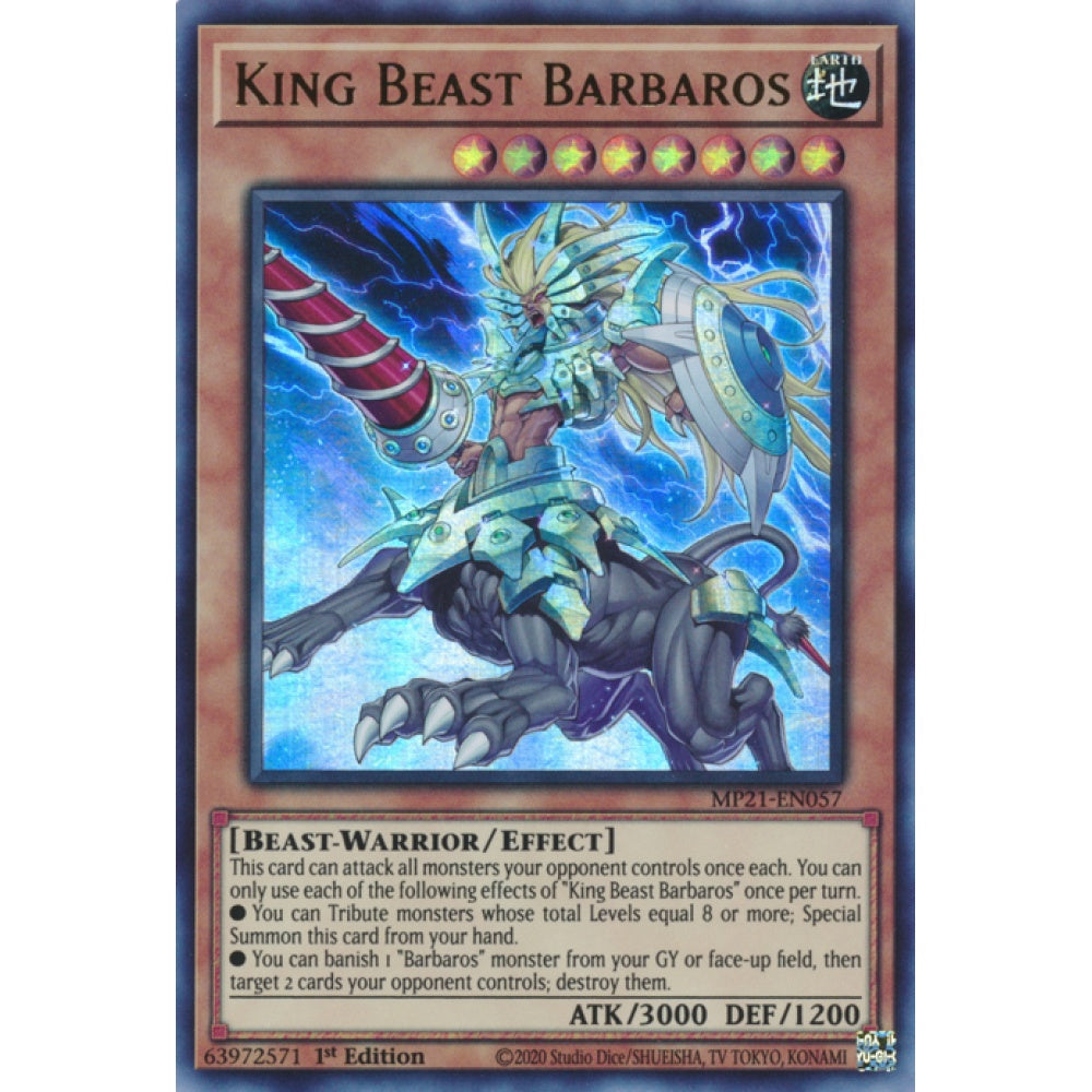 King Beast Barbaros MP21-EN057 Ultra Ultra Rare Yu-Gi-Oh 2021 Tin of Ancient Battles in Art