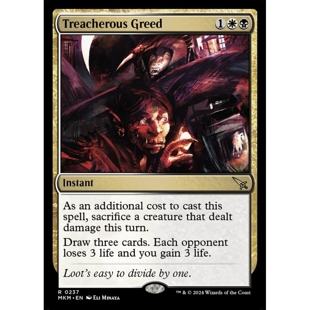 Treacherous Greed rare 237 Magic the Gathering Murders at Karlov Manor