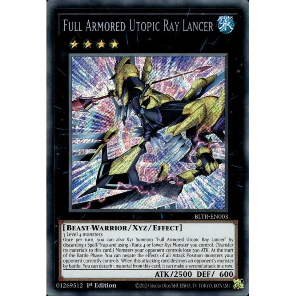 Full Armored Utopic Ray Lancer, BLTR-EN003, Secret Rare, Yu-Gi-Oh!, Battles of Legend: Terminal Revenge