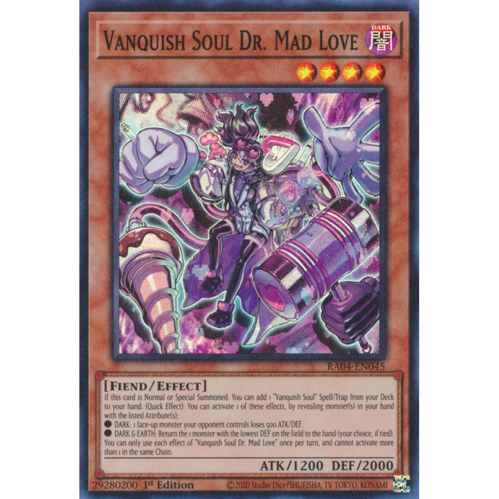 Vanquish Soul Dr. Mad Love RA04-EN045 QCR Quarter Century Secret Rare Yu-Gi-Oh Quarter Century Stampede in Art