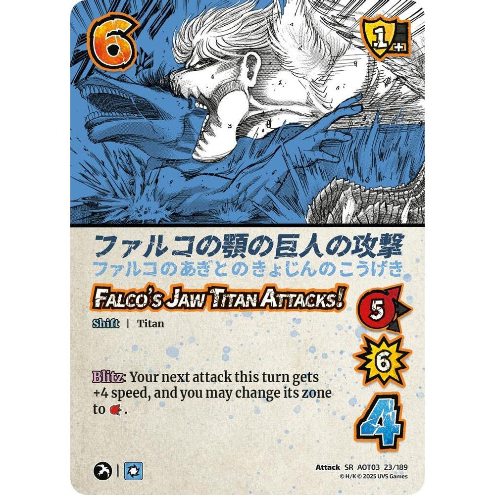 Falco's Jaw Titan Attacks! // Falco's Jaw Titan 23/189 AOT03 Universus Attack on Titan: Apocalypse Attack SR