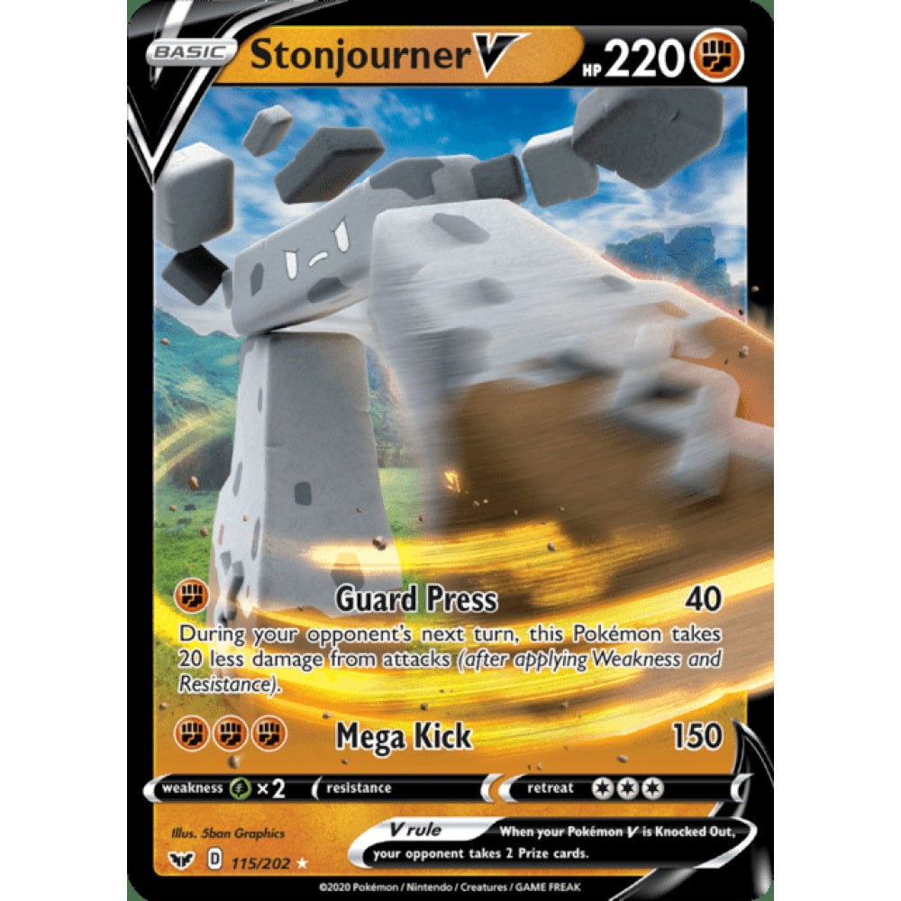 Stonjourner V Double Rare 115/202 Pokemon Card Game Sword & Shield