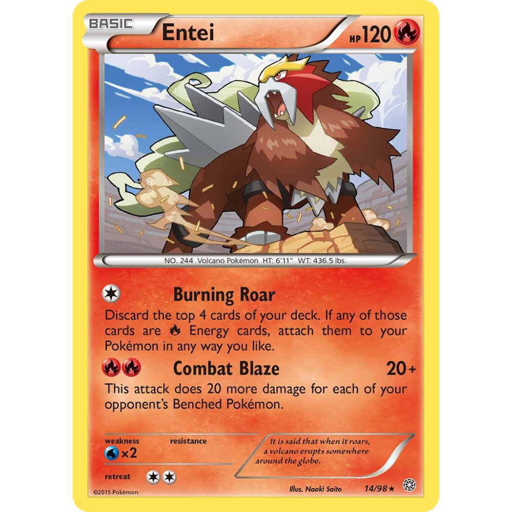 Entei Rare 14/98 Pokemon Card Game Ancient Origins