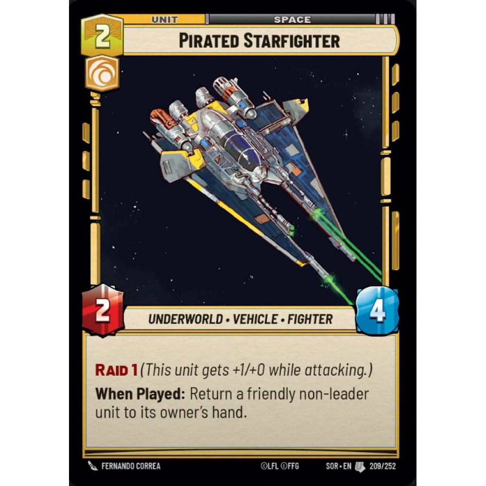 Pirated Starfighter, 209, U, Star Wars Unlimited, Sparks Of Rebellion