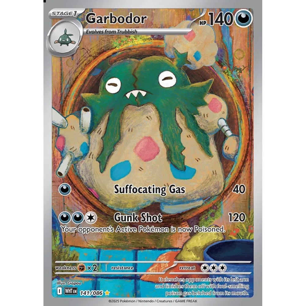 Garbodor Illustration Rare 141/086 Pokemon Card Game White Flare