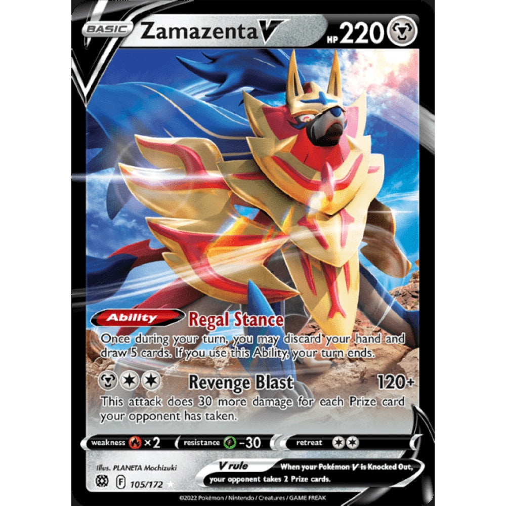 Zamazenta V Double Rare 105/172 Pokemon Card Game Brilliant Stars