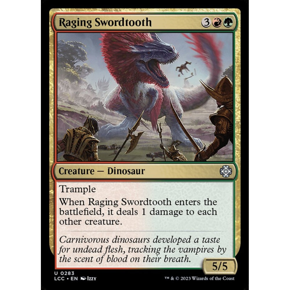 Raging Swordtooth, uncommon, 283, Magic the Gathering, The Lost Caverns of Ixalan Commander