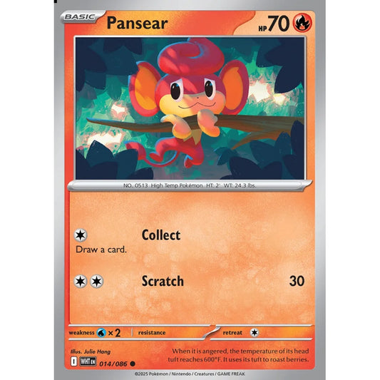 Pansear Common 014/086 Pokemon Card Game White Flare