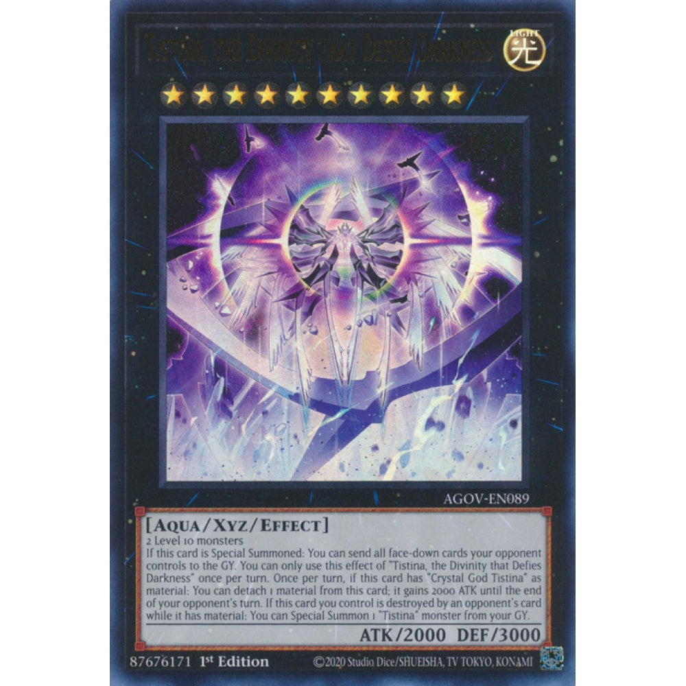 Tistina, the Divinity that Defies Darkness, AGOV-EN089, Ultra Rare, Yu-Gi-Oh!, Age of Overlord