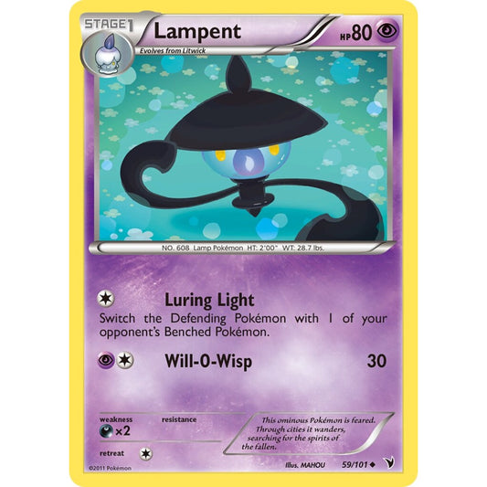 Lampent Uncommon 59/101 Pokemon Card Game Noble Victories