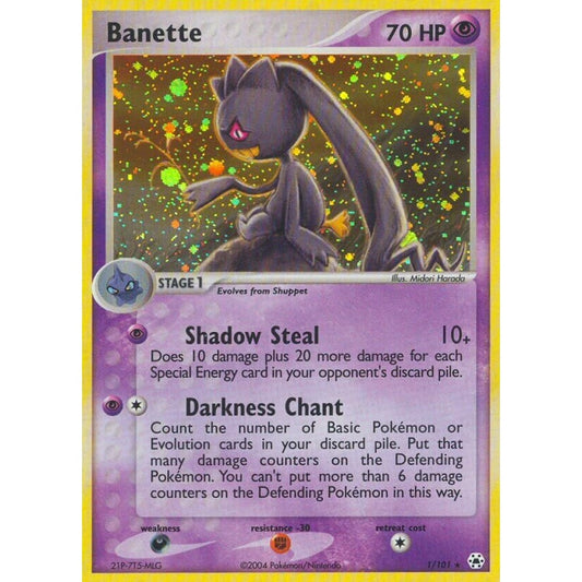 Banette Rare Holo 1/101 Pokemon Card Game EX Hidden Legends
