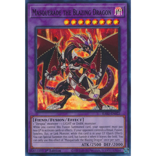 Masquerade the Blazing Dragon RA02-EN022 QCR Quarter Century Secret Rare Yu-Gi-Oh 25th Anniversary Rarity Collection II in Art