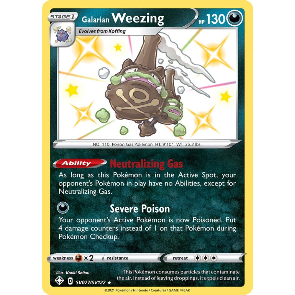 Galarian Weezing Rare Shiny SV077/SV122 Pokemon Card Game Shining Fates