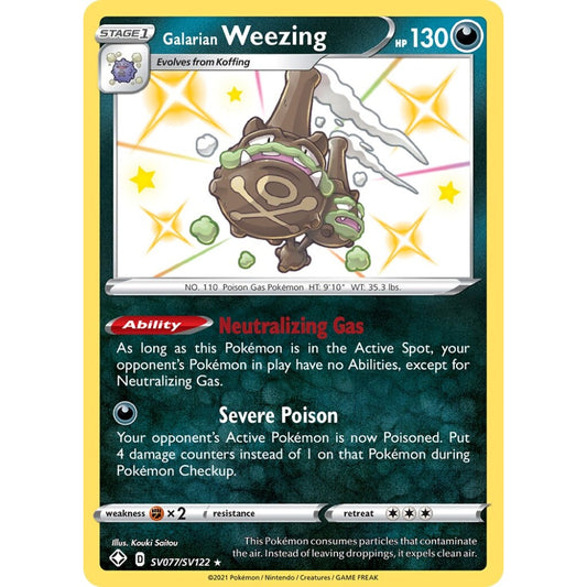 Galarian Weezing Rare Shiny SV077/SV122 Pokemon Card Game Shining Fates