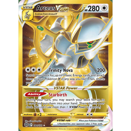 Arceus VSTAR Secret Rare 184/172 Pokemon Card Game Brilliant Stars