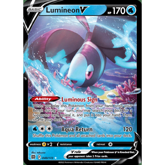 Lumineon V Double Rare 040/172 Pokemon Card Game Brilliant Stars