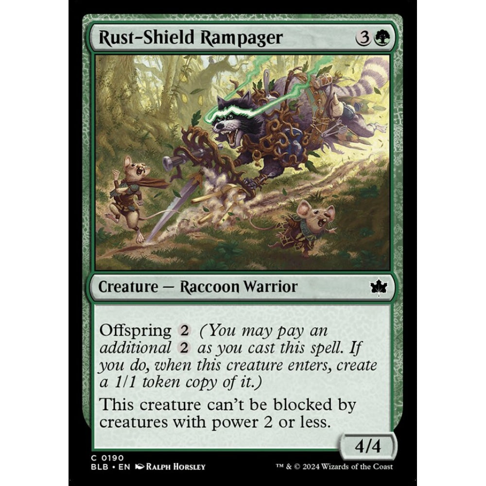 Rust-Shield Rampager, 190, common, Magic: The Gathering, Bloomburrow