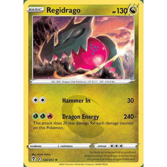 Regidrago Holo Rare 124/203 Pokemon Card Game Evolving Skies