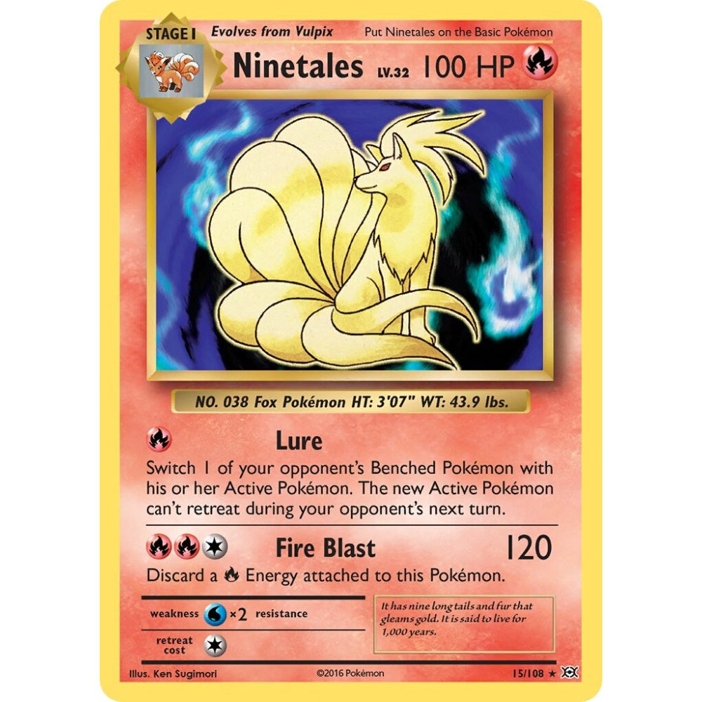 Ninetales Rare Holo 15/108 Pokemon Card Game Evolutions
