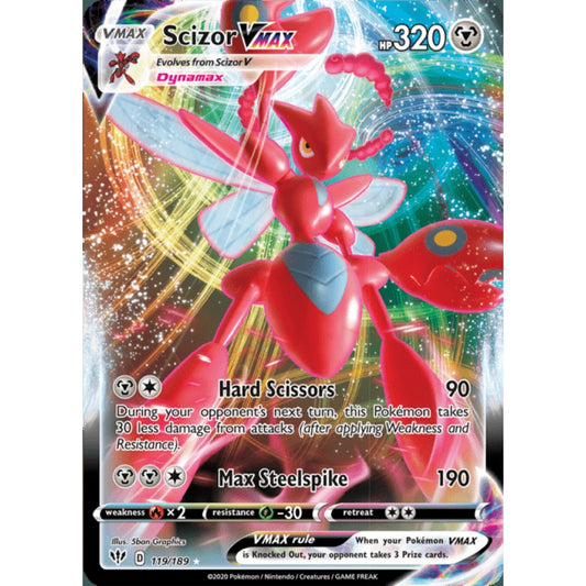 Scizor VMAX Double Rare 119/189 Pokemon Card Game Darkness Ablaze