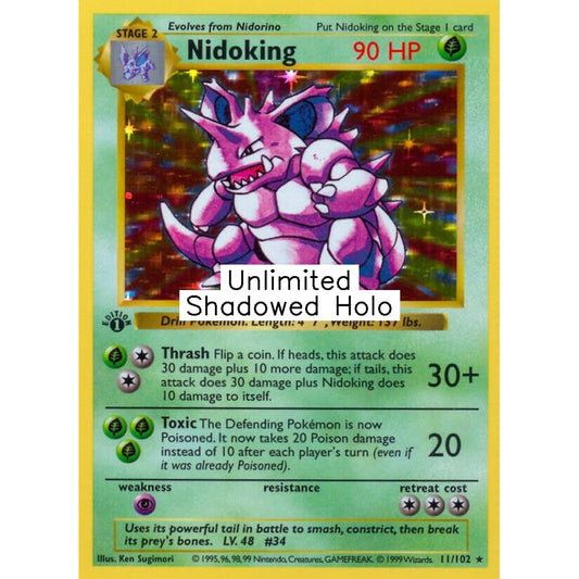Nidoking Holo Rare 11/102 Pokemon Card Game Base Set