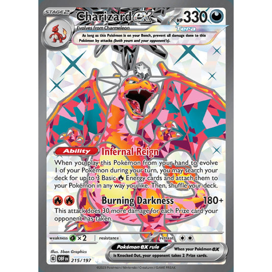 Charizard ex Full Art 215/197 Pokemon Card Game Obsidian Flames