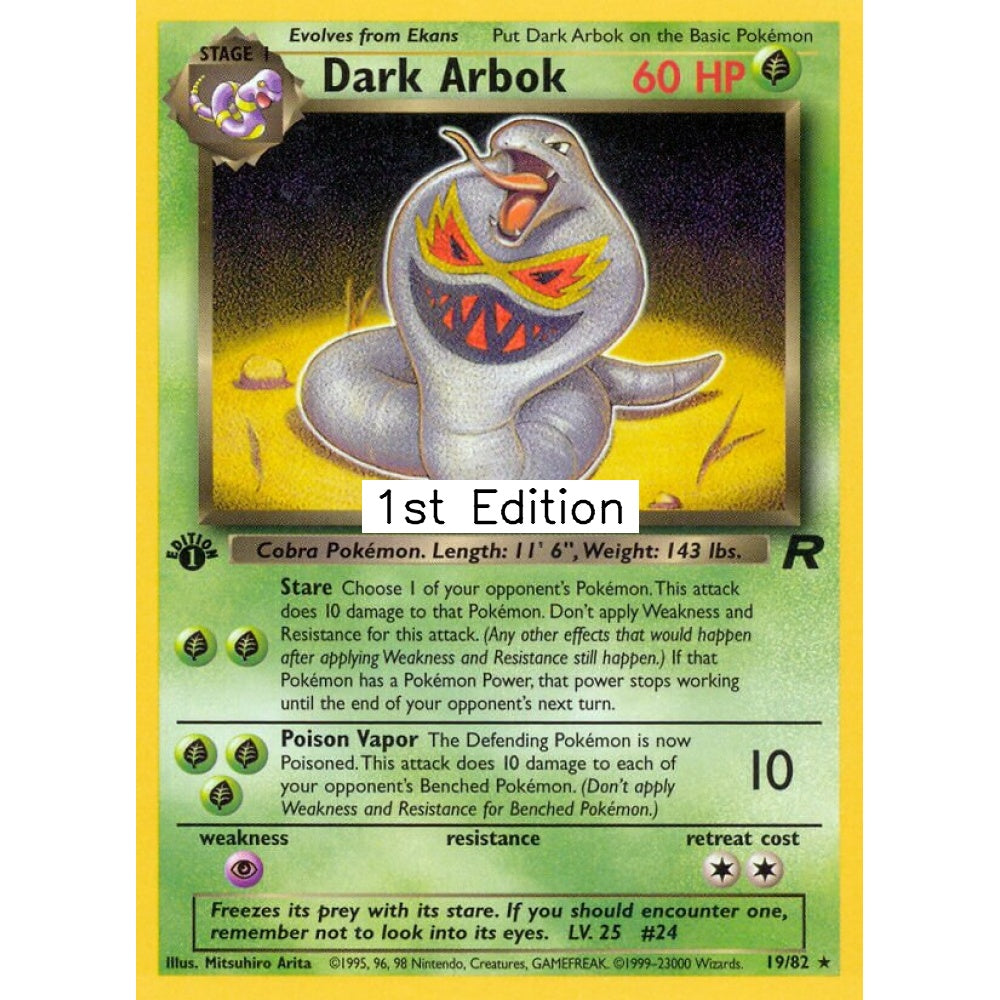 Dark Arbok Rare 19/82 Pokemon Card Game Team Rocket