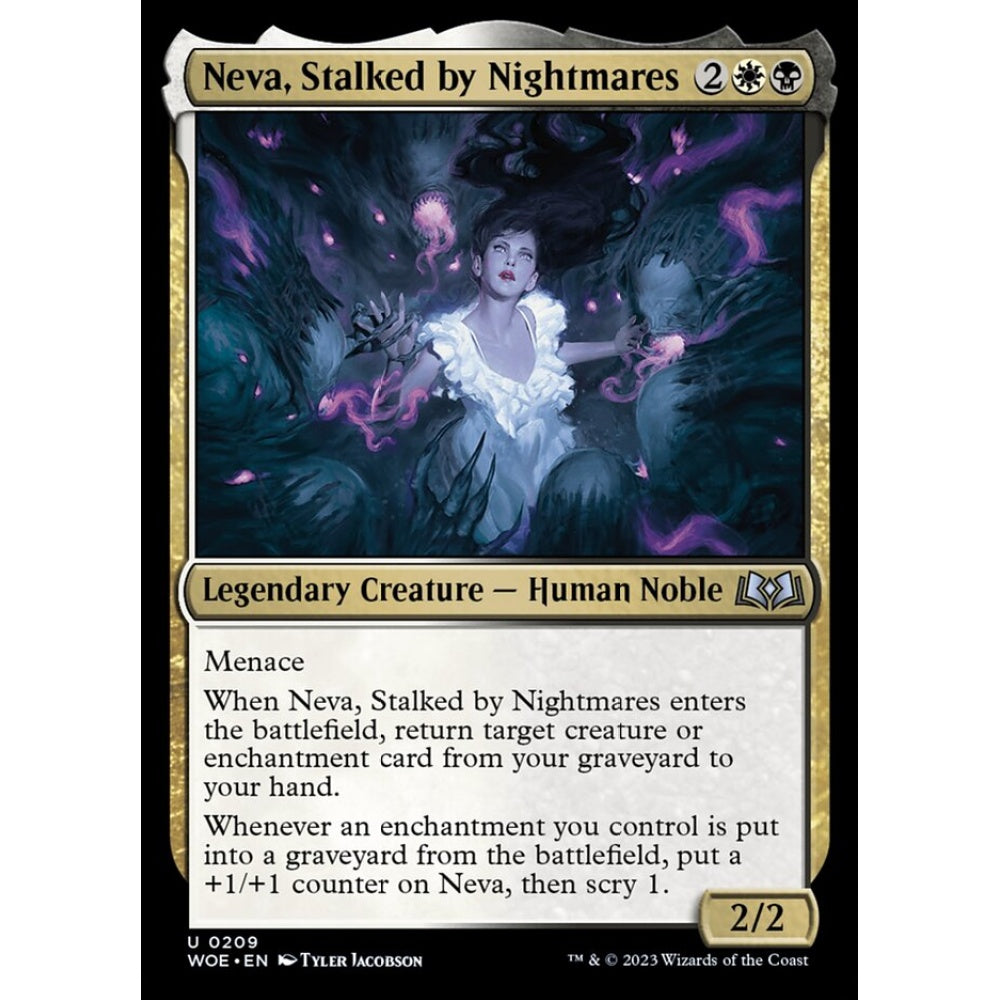 Neva, Stalked by Nightmares, uncommon, 209, Magic the Gathering, Wilds of Eldraine