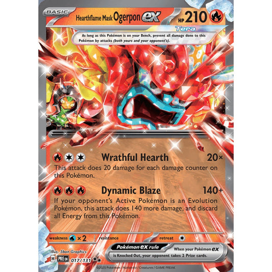 Hearthflame Mask Ogerpon ex Double Rare 017/131 Pokemon Card Game Prismatic Evolutions