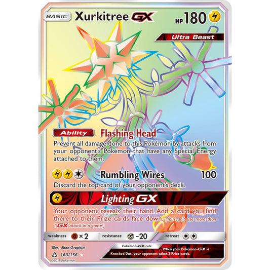 Xurkitree-GX Rare Rainbow 160/156 Pokemon Card Game Ultra Prism