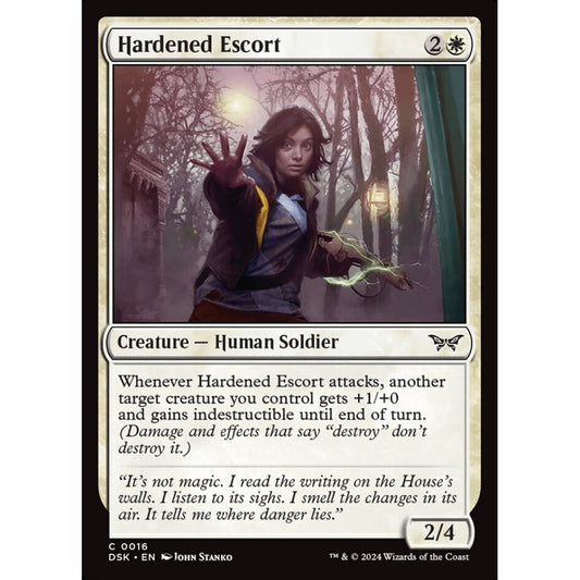 Hardened Escort, 16, common, Magic: The Gathering, Duskmourn: House of Horror