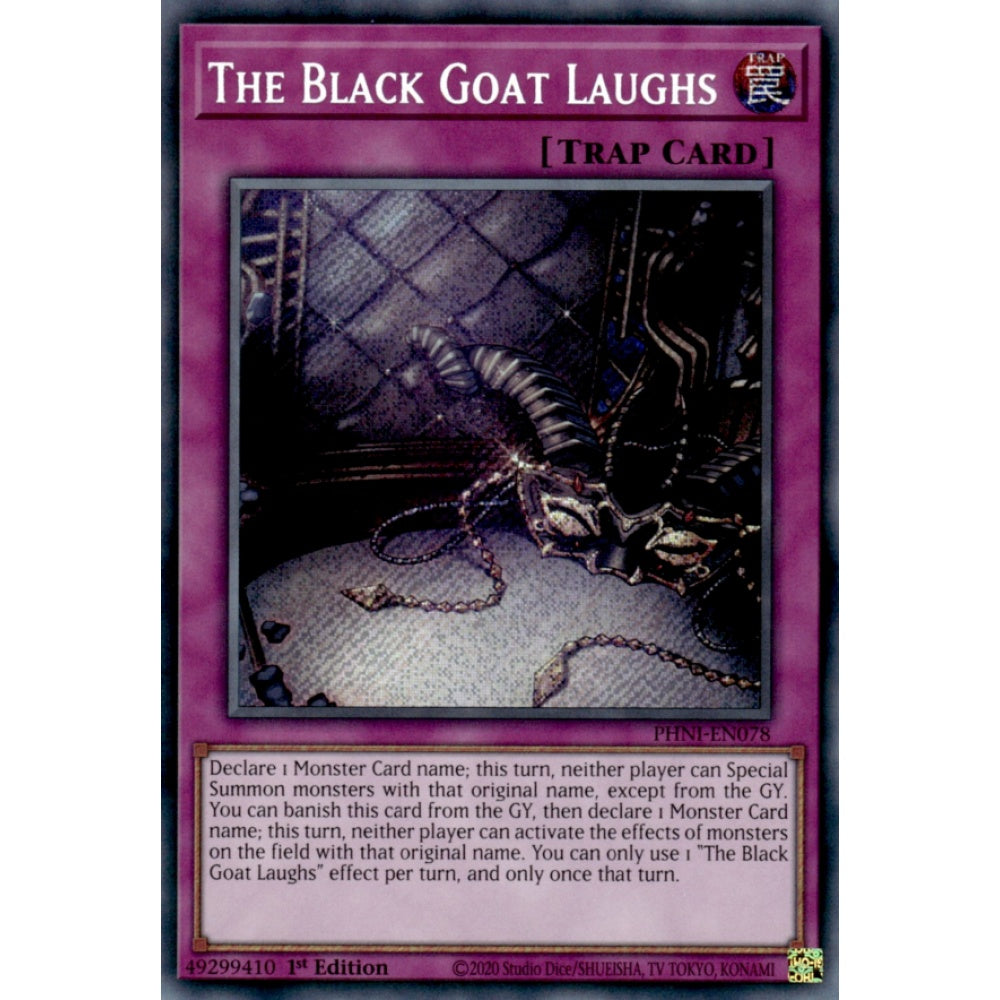 The Black Goat Laughs PHNI-EN078 Secret Secret Rare Yu-Gi-Oh Phantom Nightmare in Art