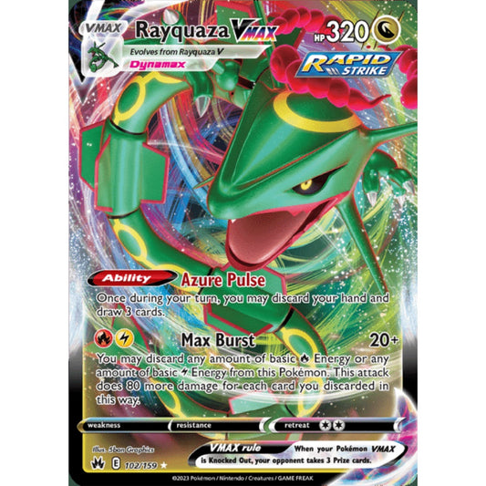 Rayquaza VMAX Ultra Rare 102/159 Pokemon Card Game Crown Zenith