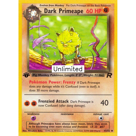 Dark Primeape Uncommon 43/82 Pokemon Card Game Team Rocket