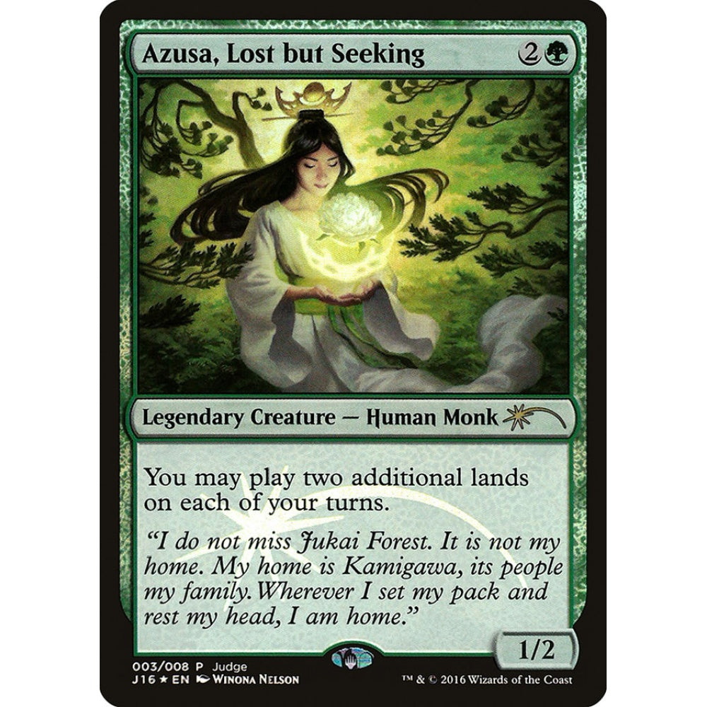Azusa, Lost but Seeking rare 3 Magic the Gathering Judge Gift Cards 2016