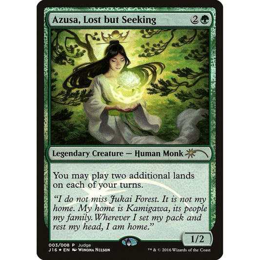 Azusa, Lost but Seeking rare 3 Magic the Gathering Judge Gift Cards 2016
