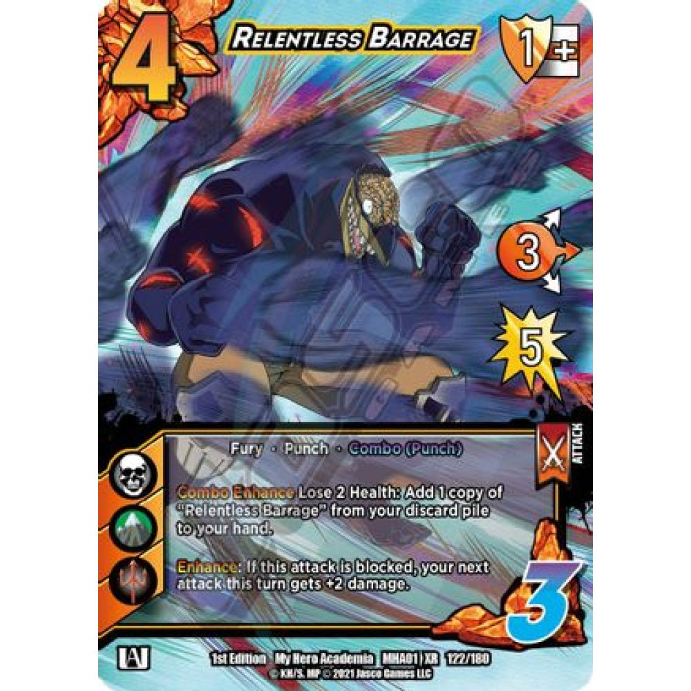 Relentless Barrage, 122/180, XR, UniVersus, MHA01 My Hero Academia